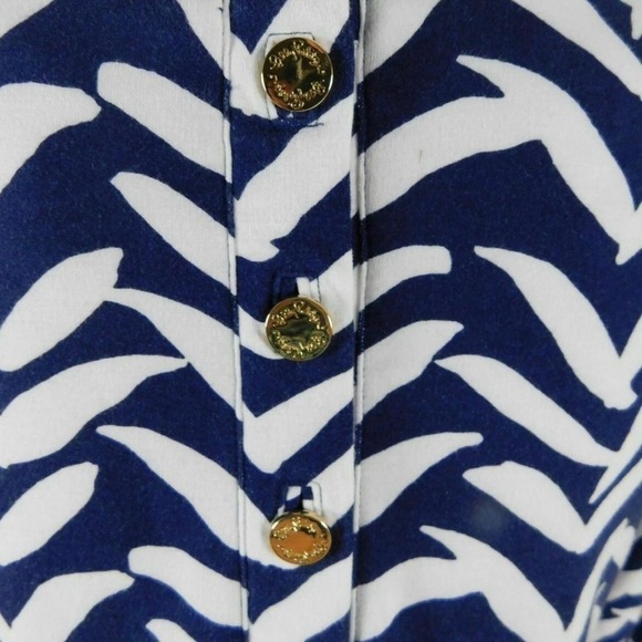 Lilly Pulitzer Navy & White I Got Lucky Bird Charlene Chevron Shift Dress - Picture 5 of 8